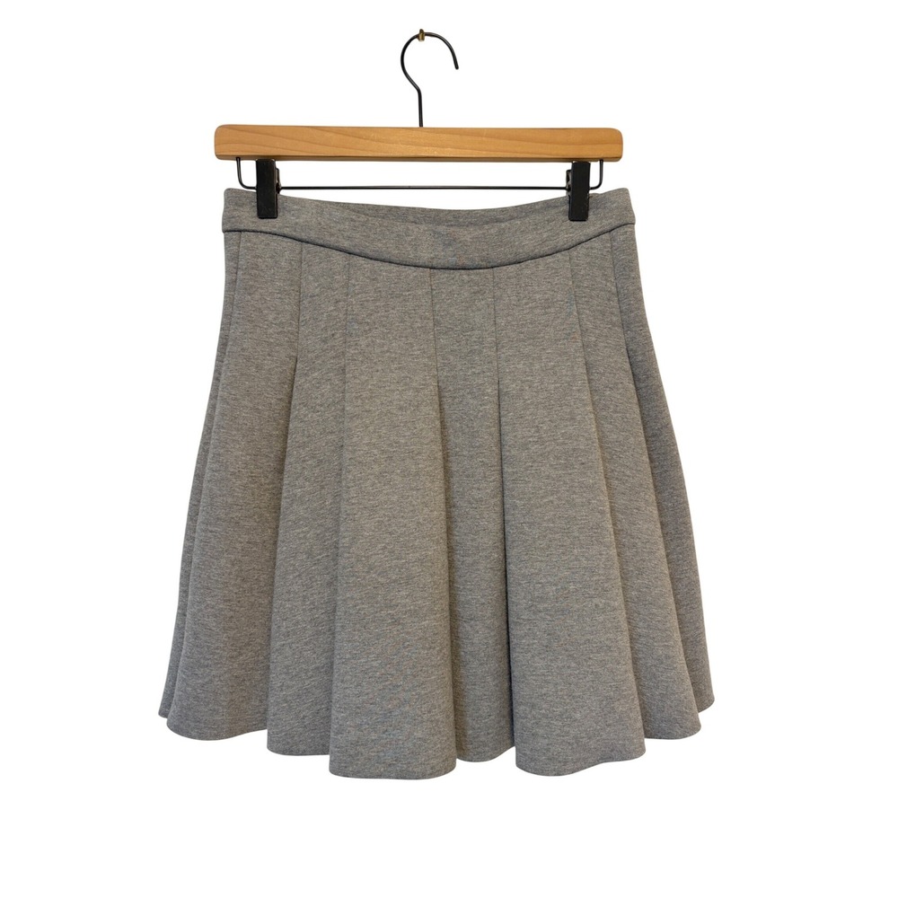 T by Alexander Wang Grey Pleated Cotton Mini Skirt Bonded Jersey Size Medium